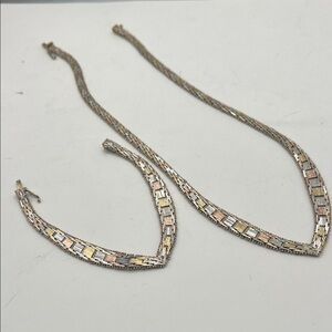 Milor 925 sterling silver Italy 🇮🇹 Elegant Tri-Color Necklace and Bracelet Set